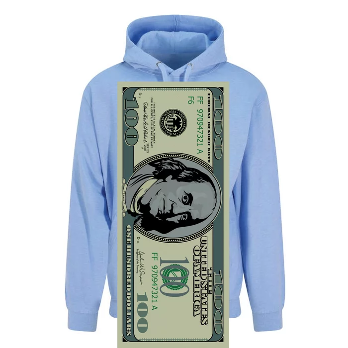 100 Dollar Bill - $100 - Benjamin Franklin Money Unisex Surf Hoodie