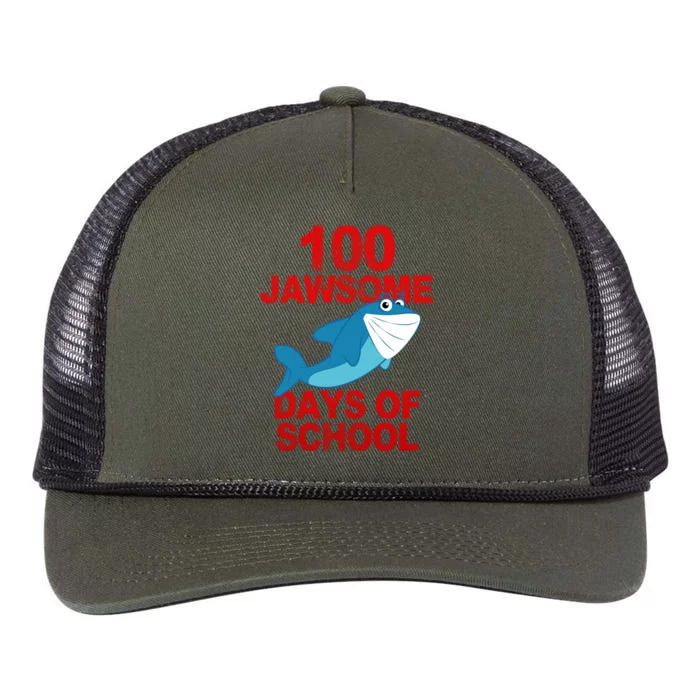 100 Jawsome Days Of School Shark Retro Rope Trucker Hat Cap