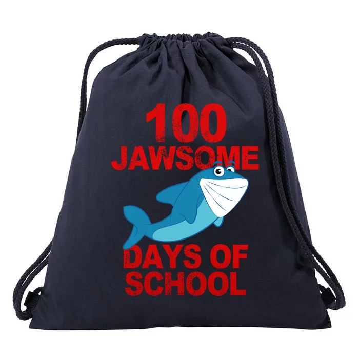 100 Jawsome Days Of School Shark Drawstring Bag