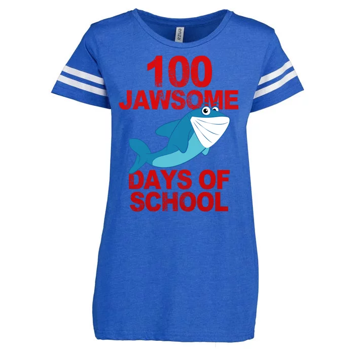 100 Jawsome Days Of School Shark Enza Ladies Jersey Football T-Shirt