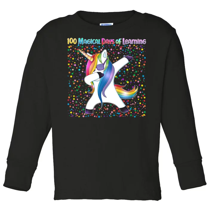 100 Magical Days of Learning Dabbing Unicorn Toddler Long Sleeve Shirt