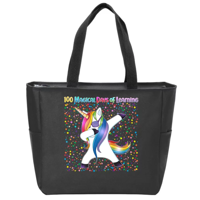 100 Magical Days of Learning Dabbing Unicorn Zip Tote Bag