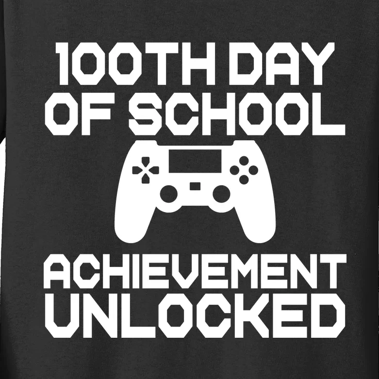 100th Day Of School Achievement Unlocked Kids Long Sleeve Shirt