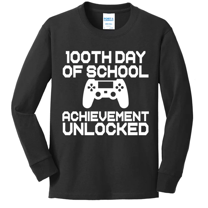 100th Day Of School Achievement Unlocked Kids Long Sleeve Shirt