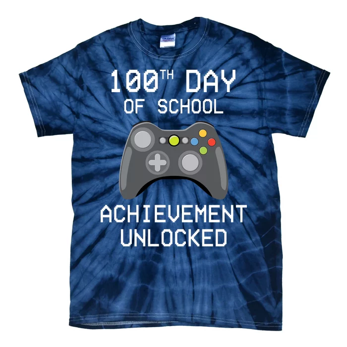 100th Day Of School Achievement Unlocked Cute Tie-Dye T-Shirt