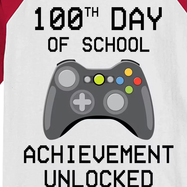 100th Day Of School Achievement Unlocked Cute Kids Colorblock Raglan Jersey