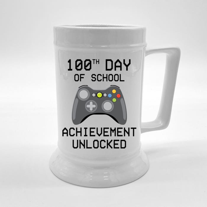 100th Day Of School Achievement Unlocked Cute Front & Back Beer Stein