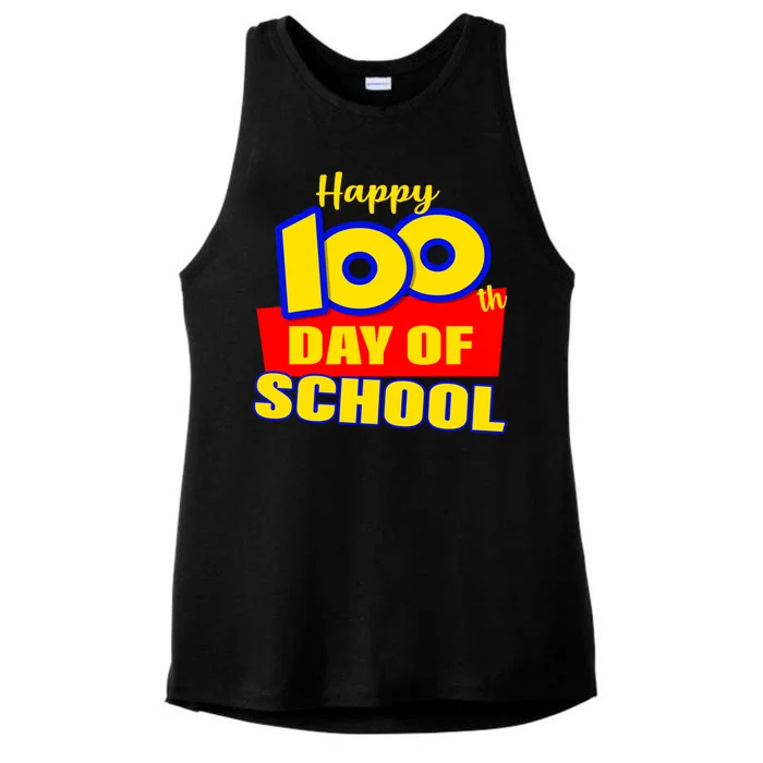 100th Day Of School Cartoon Movie Logo Ladies Tri-Blend Wicking Tank