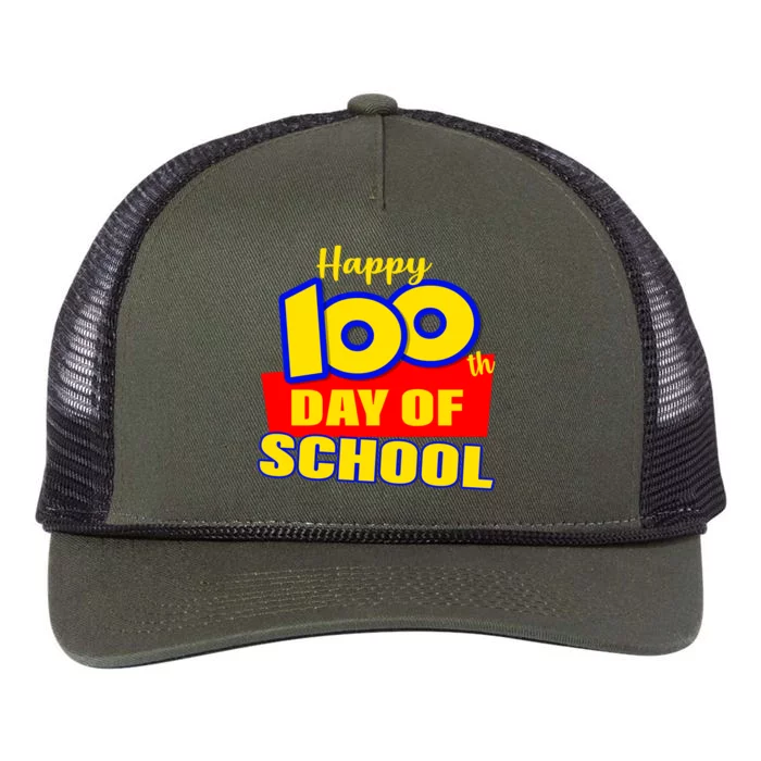 100th Day Of School Cartoon Movie Logo Retro Rope Trucker Hat Cap