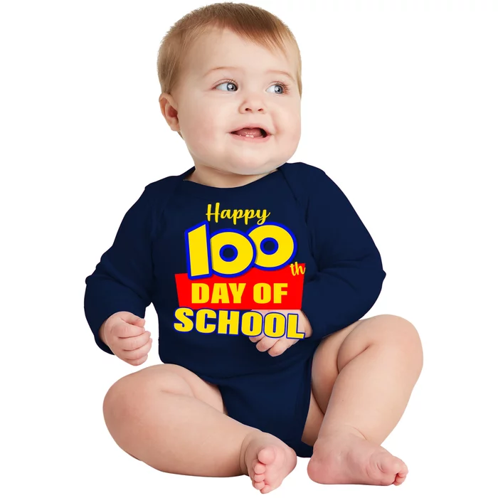 100th Day Of School Cartoon Movie Logo Baby Long Sleeve Bodysuit