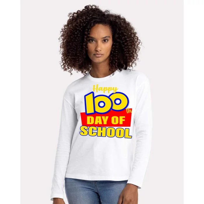 100th Day Of School Cartoon Movie Logo Womens Cotton Relaxed Long Sleeve T-Shirt