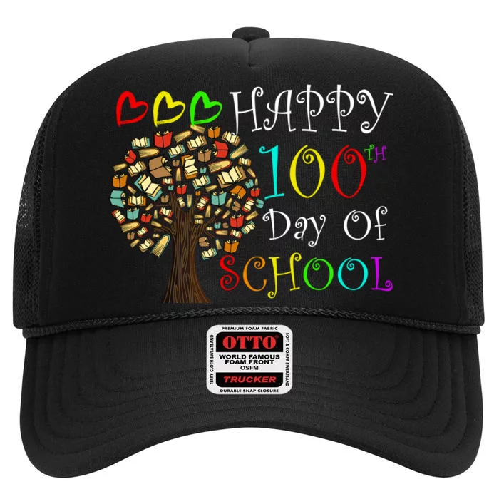 100th Day Of School Educational Tree High Crown Mesh Trucker Hat