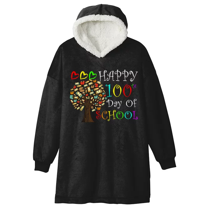 100th Day Of School Educational Tree Hooded Wearable Blanket