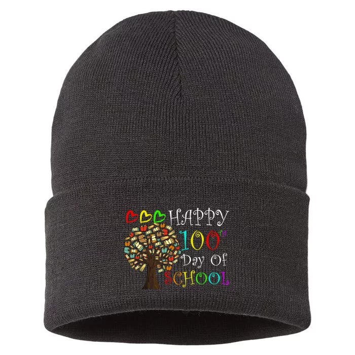 100th Day Of School Educational Tree Sustainable Knit Beanie