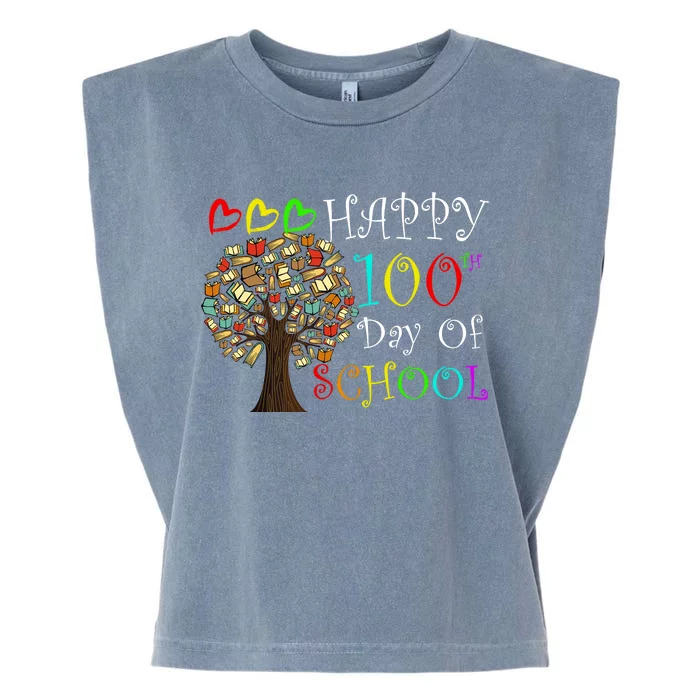 100th Day Of School Educational Tree Garment-Dyed Women's Muscle Tee