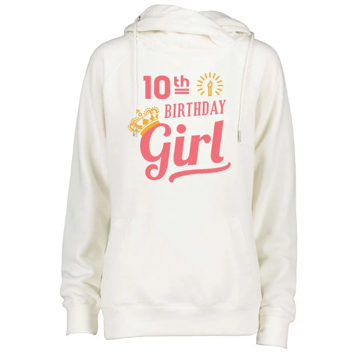 10th Birthday Girl Womens Funnel Neck Pullover Hood