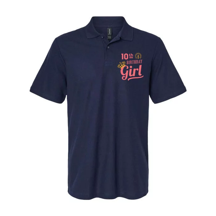 10th Birthday Girl Softstyle Adult Sport Polo