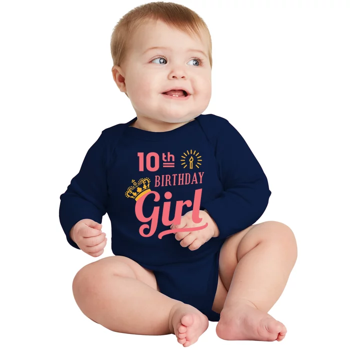 10th Birthday Girl Baby Long Sleeve Bodysuit