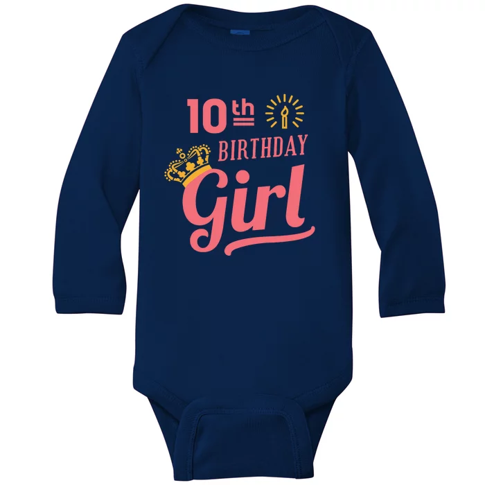 10th Birthday Girl Baby Long Sleeve Bodysuit