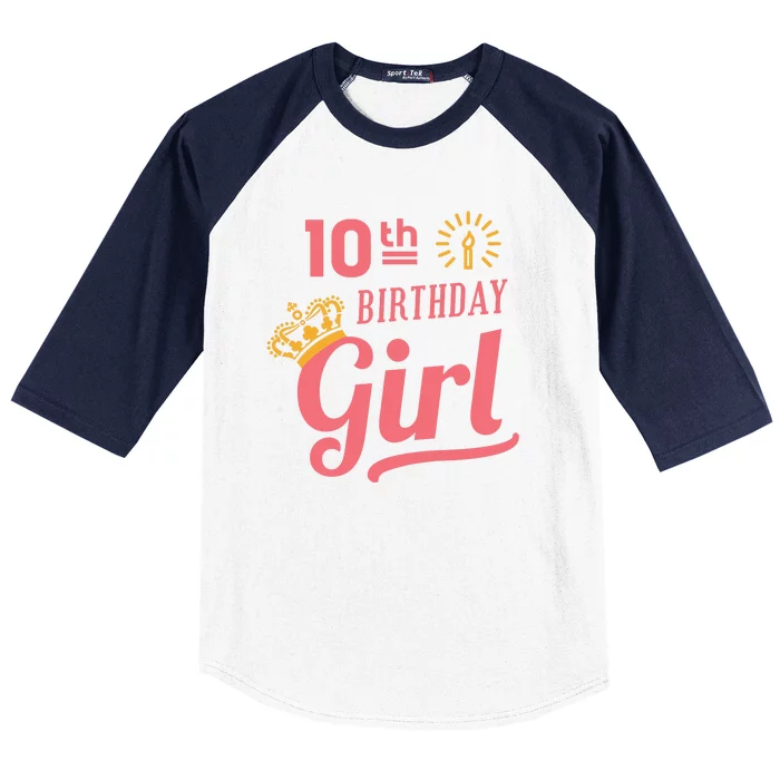 10th Birthday Girl Baseball Sleeve Shirt