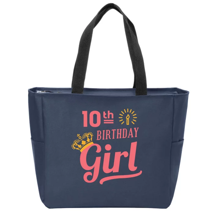 10th Birthday Girl Zip Tote Bag