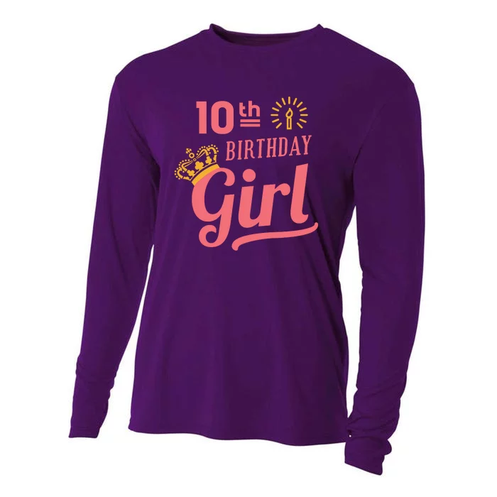 10th Birthday Girl Cooling Performance Long Sleeve Crew