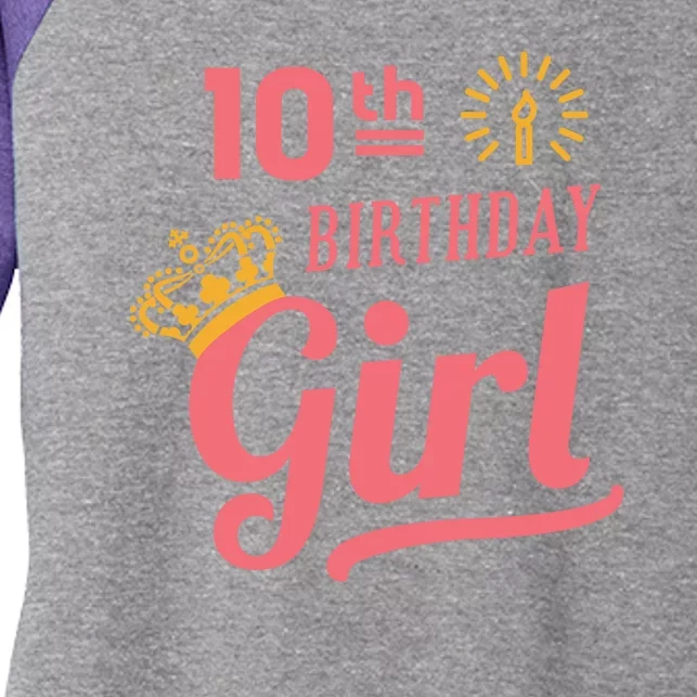 10th Birthday Girl Women's Tri-Blend 3/4-Sleeve Raglan Shirt