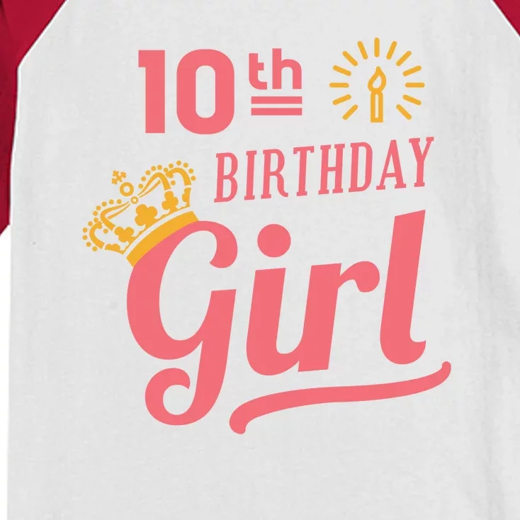 10th Birthday Girl Kids Colorblock Raglan Jersey