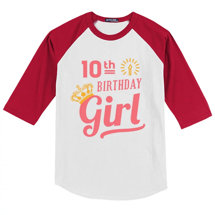 10th Birthday Girl Kids Colorblock Raglan Jersey