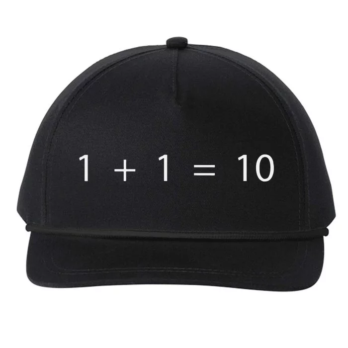 1 + 1 = 10 Developer Programmer Software Engineer Snapback Five-Panel Rope Hat