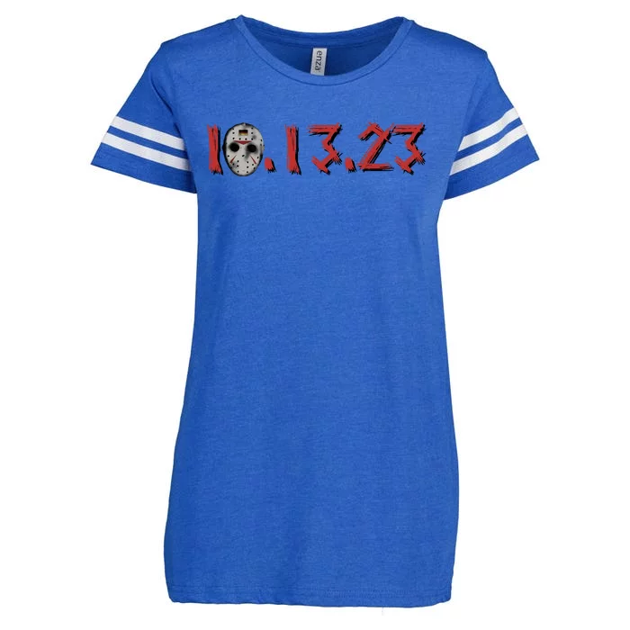 10 13 23 Jason Friday 13th Halloween Horror Character Enza Ladies Jersey Football T-Shirt