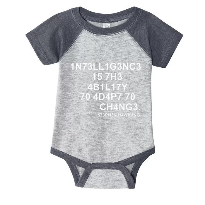 1n73ll1g3nc3 15 7h3 4b1l17y 70 4d4p7 70 Ch4ng3 Science Infant Baby Jersey Bodysuit