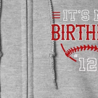 12yr 12th Birthday Its My Birthday Baseball Retro Full Zip Hoodie