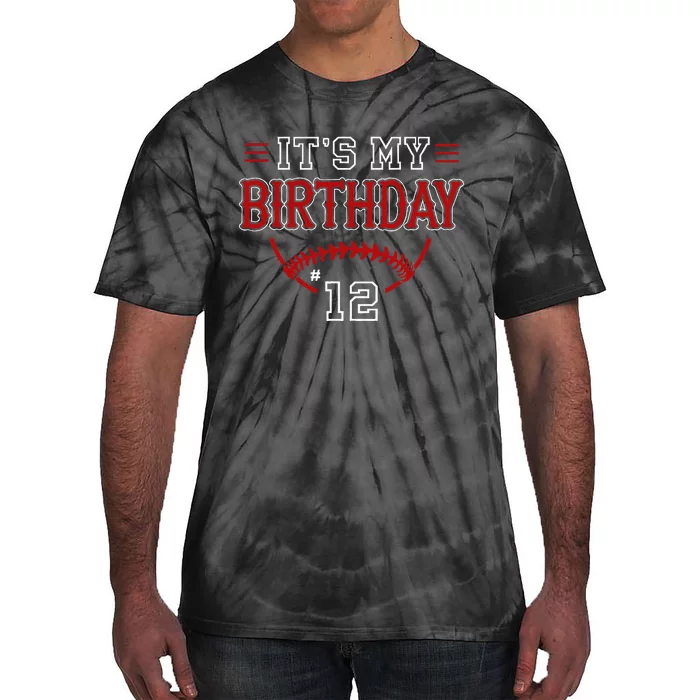 12yr 12th Birthday Boy Its My Birthday Baseball Retro Tie-Dye T-Shirt