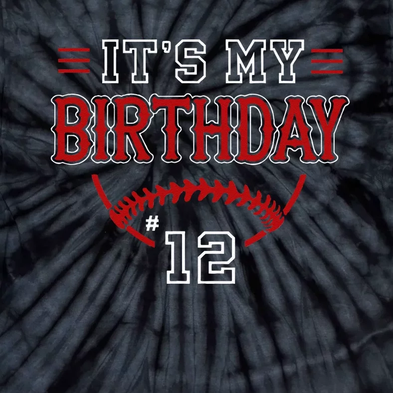 12yr 12th Birthday Boy Its My Birthday Baseball Retro Tie-Dye T-Shirt