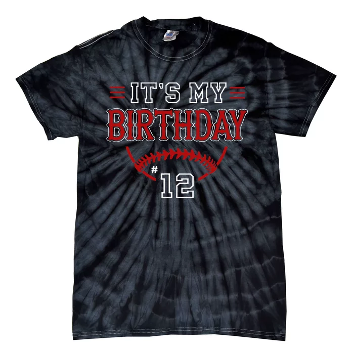 12yr 12th Birthday Boy Its My Birthday Baseball Retro Tie-Dye T-Shirt