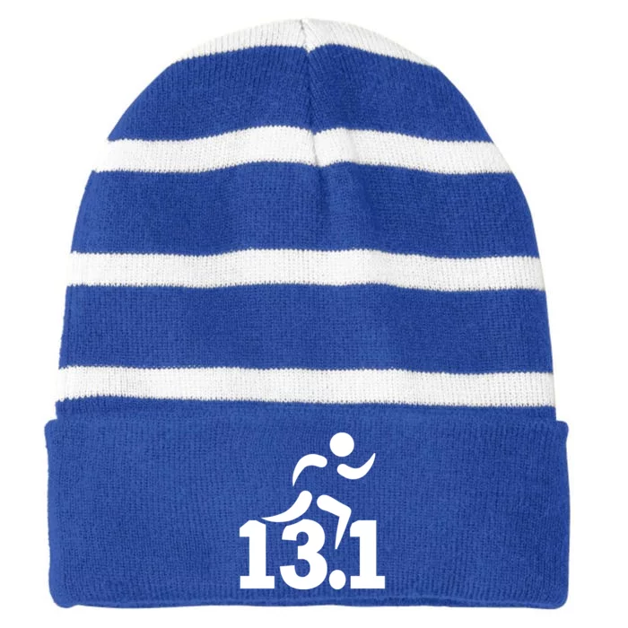 13 1 Miles Half Marathon Great Gift Striped Beanie with Solid Band