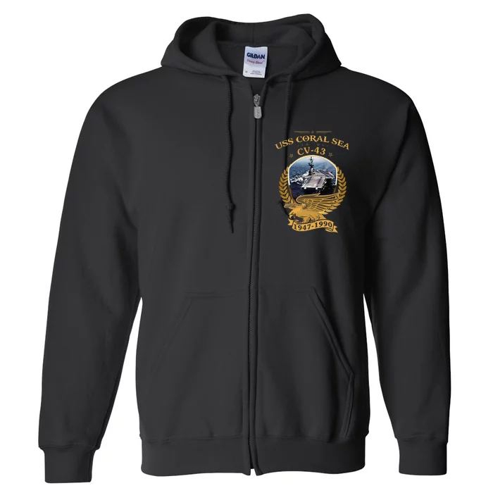 1947 1990 Uss Coral Sea Cv43 Full Zip Hoodie