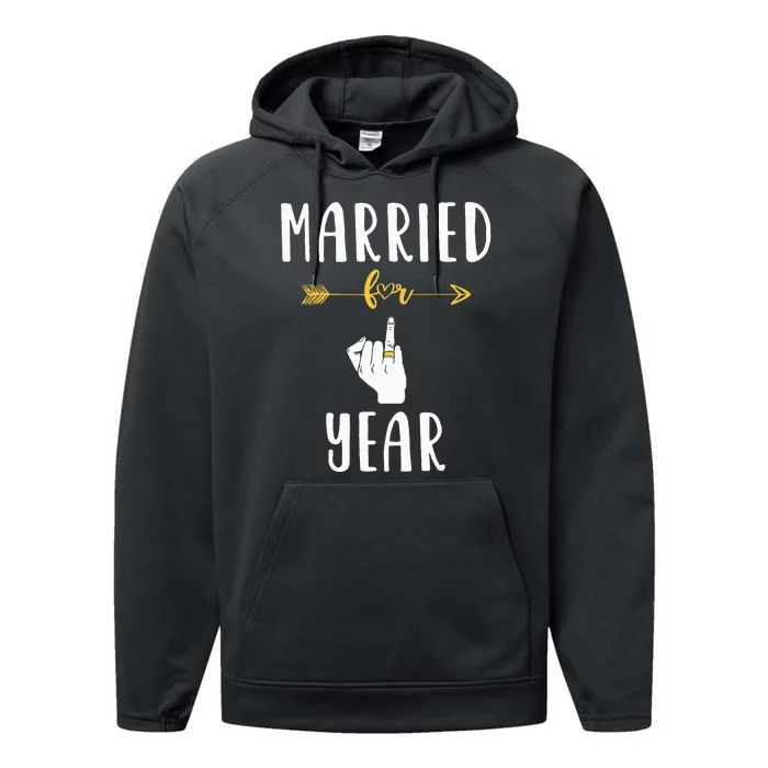 1st 1 Year Wedding Anniversary Gift Married Husband Wife Performance Fleece Hoodie