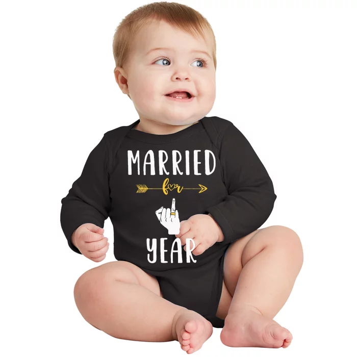 1st 1 Year Wedding Anniversary Gift Married Husband Wife Baby Long Sleeve Bodysuit