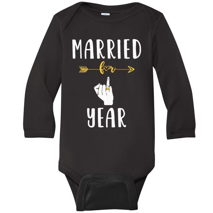 1st 1 Year Wedding Anniversary Gift Married Husband Wife Baby Long Sleeve Bodysuit