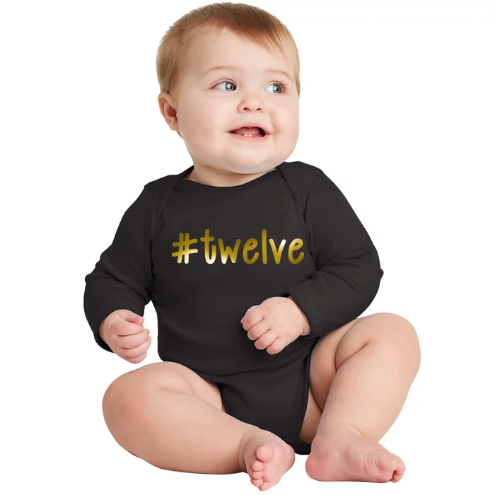 #12 Years Old Gold Limited Edition Birthday Baby Long Sleeve Bodysuit