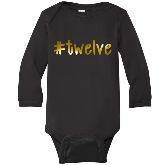 #12 Years Old Gold Limited Edition Birthday Baby Long Sleeve Bodysuit