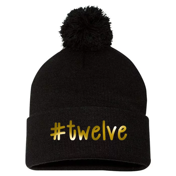 #12 Years Old Gold Limited Edition Birthday Pom Pom 12in Knit Beanie