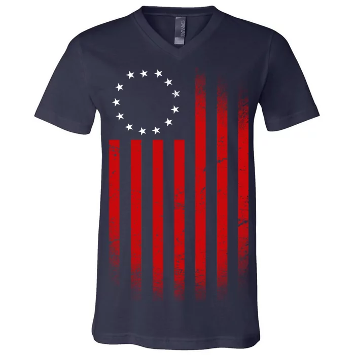 13 Colonies Betty Ross Vintage Flag V-Neck T-Shirt