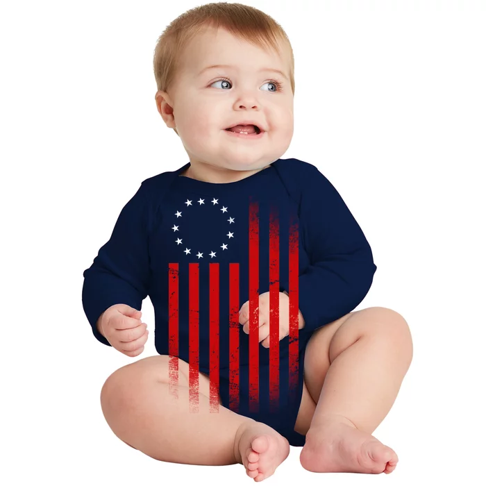 13 Colonies Betty Ross Vintage Flag Baby Long Sleeve Bodysuit