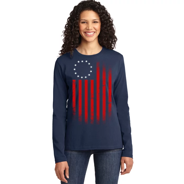 13 Colonies Betty Ross Vintage Flag Ladies Long Sleeve Shirt