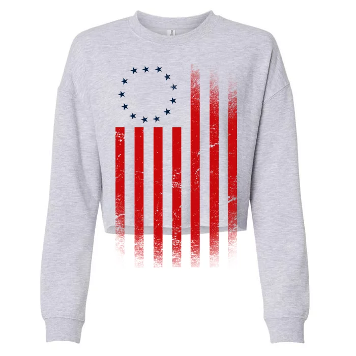 13 Colonies Betty Ross Vintage Flag Cropped Pullover Crew