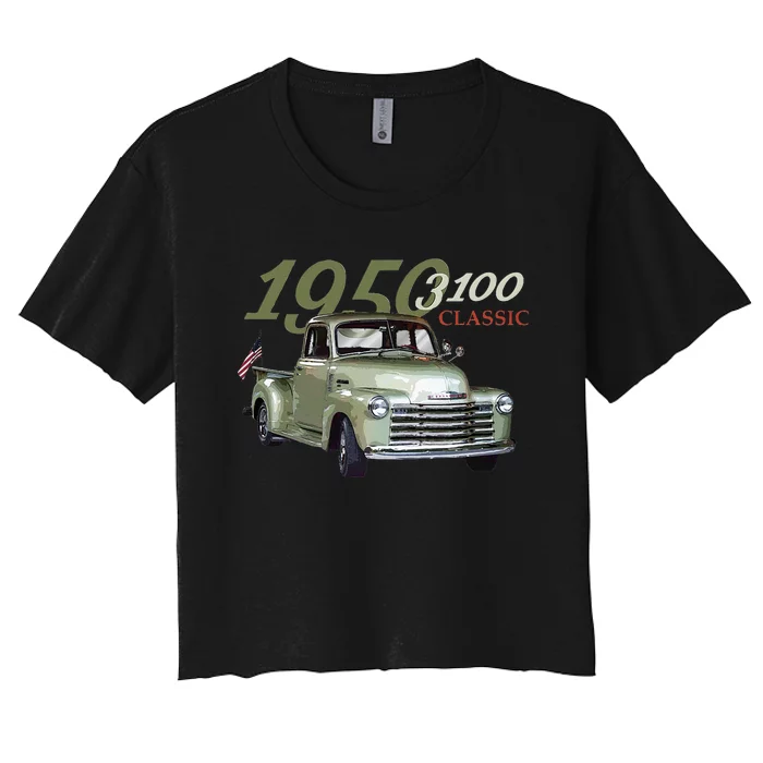 1950 3100 Pickup Truck Car Guys Women's Crop Top Tee