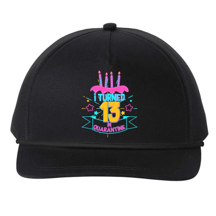 13th Birthday I Turned 13 In Quarantine Pink Frosting Snapback Five-Panel Rope Hat